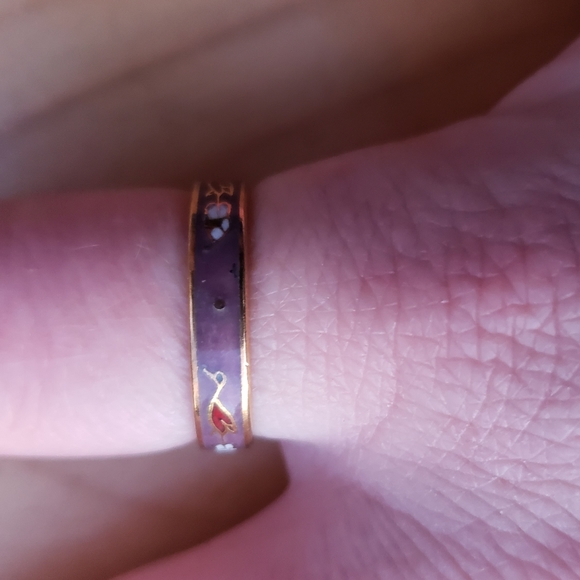 Vintage Purple Heron Cloisonne Ring - Picture 5 of 5